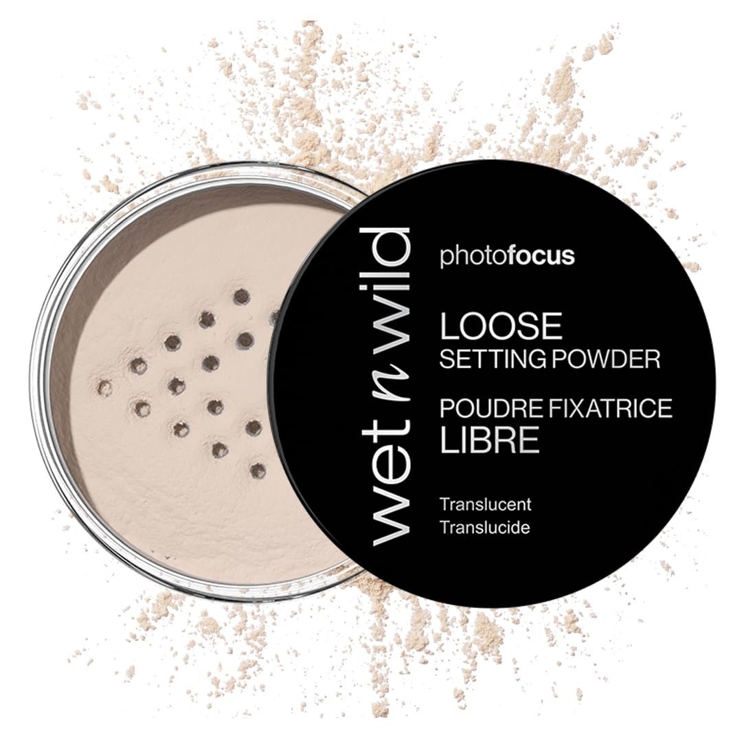 wet n wild Photo Focus Loose Baking Setting Powder, Highlighter Makeup, Suitable for All Skin Tones – Off-White Translucent