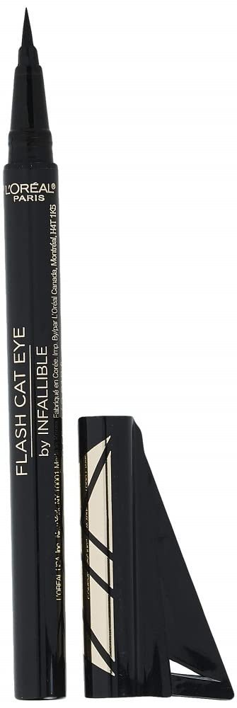L’Oreal Paris Makeup Infallible Flash Cat Eye Waterproof Liquid Eyeliner, Black, 0.44 oz.
