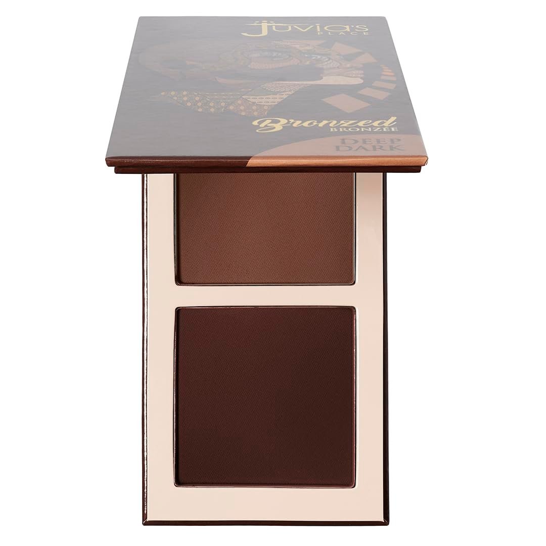 Juvia’s Place Bronzed Duo Bronzer Deep Dark – Soft Matte Bronzer, Contour, Pressed, Long-Wearing & Buildable Bronzing Powder – Suitable for Very Dark to Rich Chocolate Skin Tone