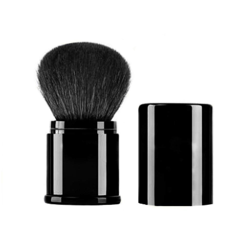 Retractable Kabuki Makeup Brush – Agoder Premium Goat Hairs Blush Brushes Great for Blending Liquid, Cream, Mineral Cosmetics or Translucent Powder (Black – Goat Hairs)