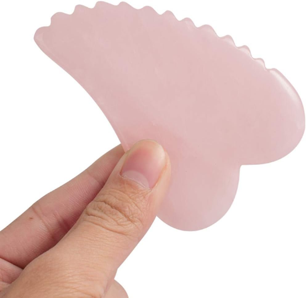 Rose Quartz Gua Sha Comb Massage Tool – Unique Comb Edge Gua Sha Board for SPA & Acupuncture Therapy (Heart Shape)
