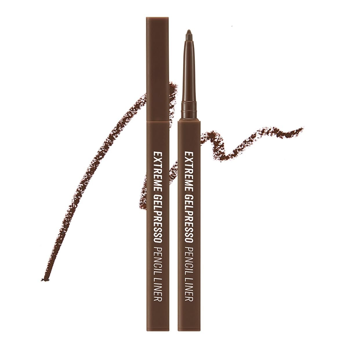 CLIO Extreme Gelpresso Pencil Eyeliner, Gel Smooth Waterproof Formula, High Pigment Color, Smudge Proof Long Wear, Creamy Glide, Tightline Blend Control, Safe for Sensitive Eyes (002 Deep Brown)