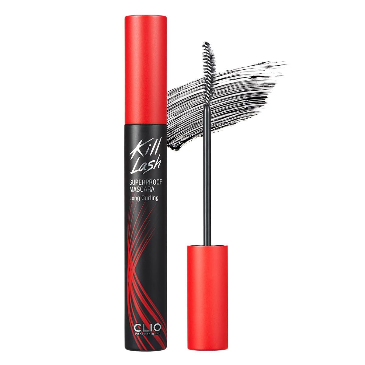 CLIO Kill Lash Superproof Mascara, Waterproof Lengthening Mascara with Slim Curved Brush for Straight Lashes, Smudge-Resistant Long Wear, Lifted Curl, Safe for Sensitive Eyes (001 Long Curling)