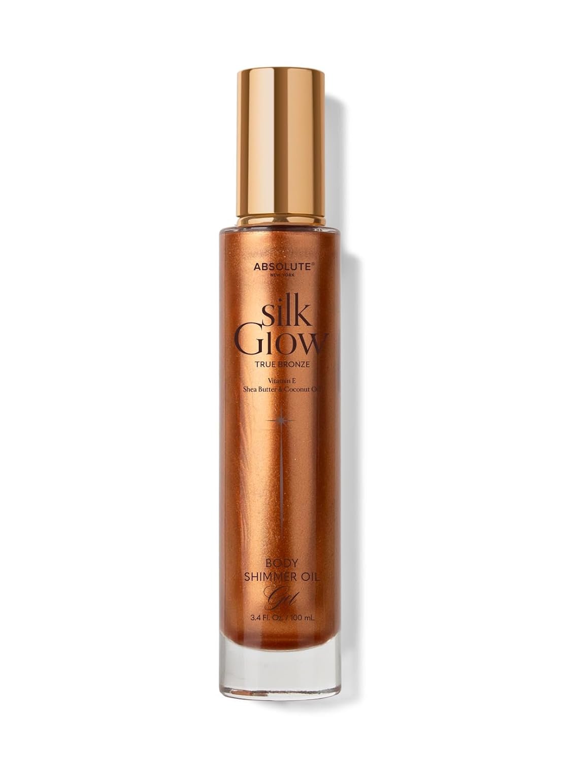 Absolute New York – Silk Glow Shimmer Mist Glow, Radiant, Shimmer Body & Face & Hair, Shea Butter, Coconut Oil, Vitamin E (SBGS06 True Bronze Oil Gel, 3.4 fl oz)