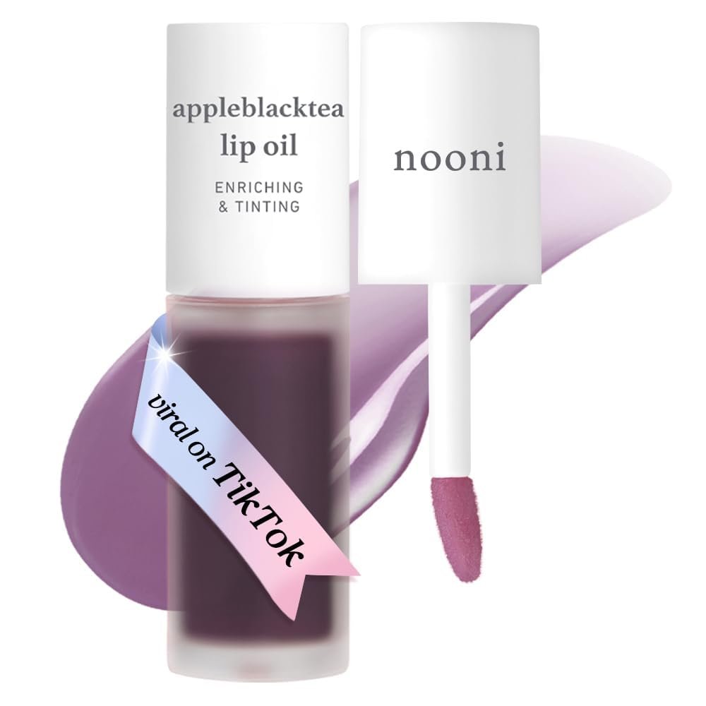 NOONI Korean Lip Oil – Appleblacktea | Long-Lasting, Moisturizing, Plumping, Revitalizing for Dry Lips, Waterproof, No Peel Off, Hydrating Lip Stain, Stocking Stuffers, Teen Girl Gifts, 0.12 FL Oz