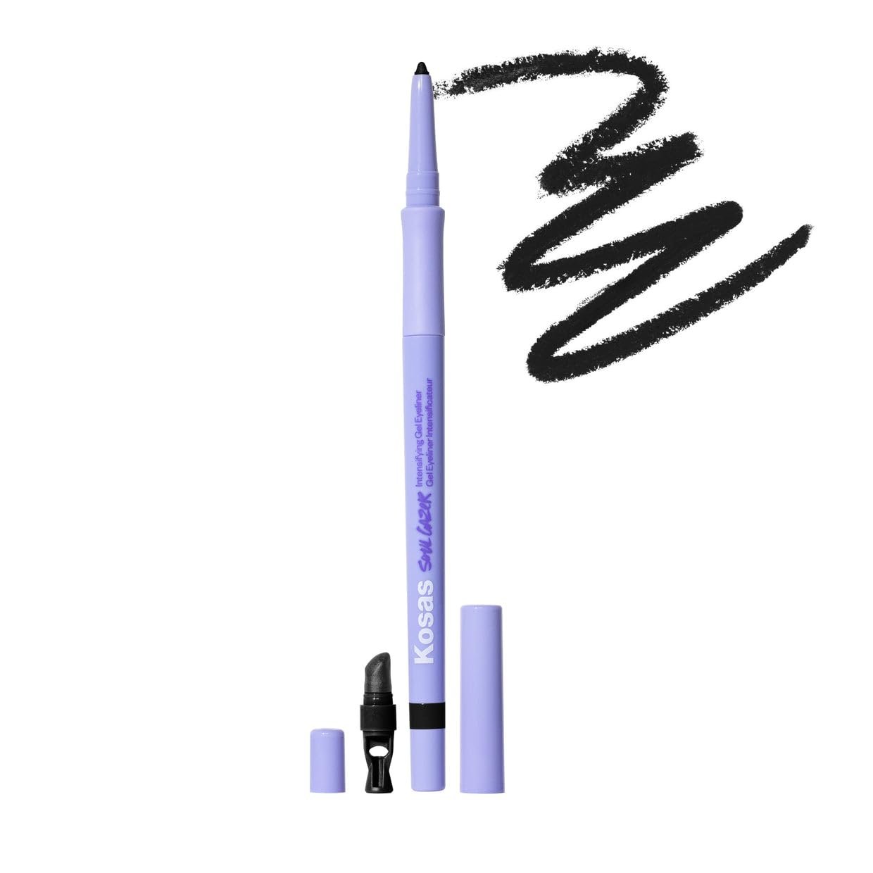 Kosas Soulgazer Gel Eyeliner (Hypnotize) – Waterproof, Smudge-Proof Pen with Hyaluronic Acid – Retractable Eyeliner Pencil with Sharpener & Smudger, Long-Lasting – Intense Black Matte