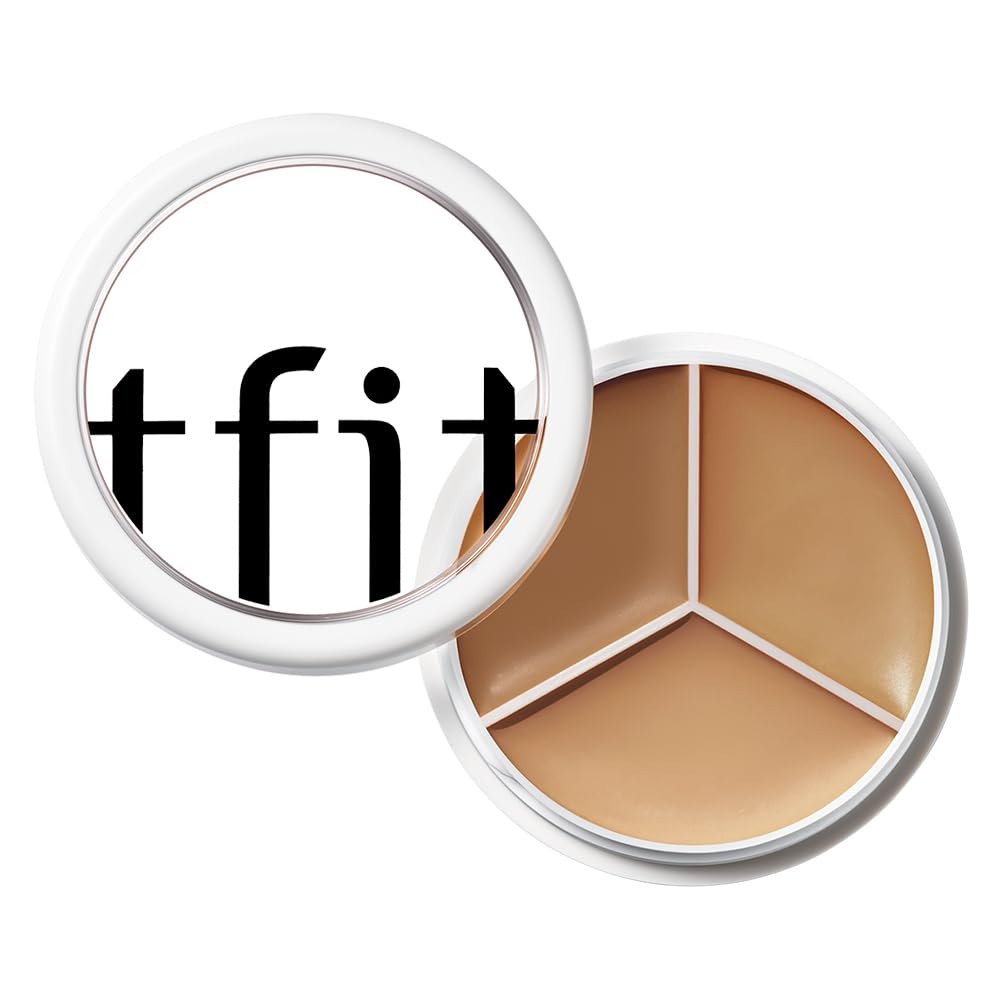 TFIT Multi-Use Pot Concealer – Triple Palette | High-Pigmented, Full Coverage & Crease-Proof | Korean Concealer for Dark Circles, Redness & Blemishes (04 Dark, 0.52 Oz)