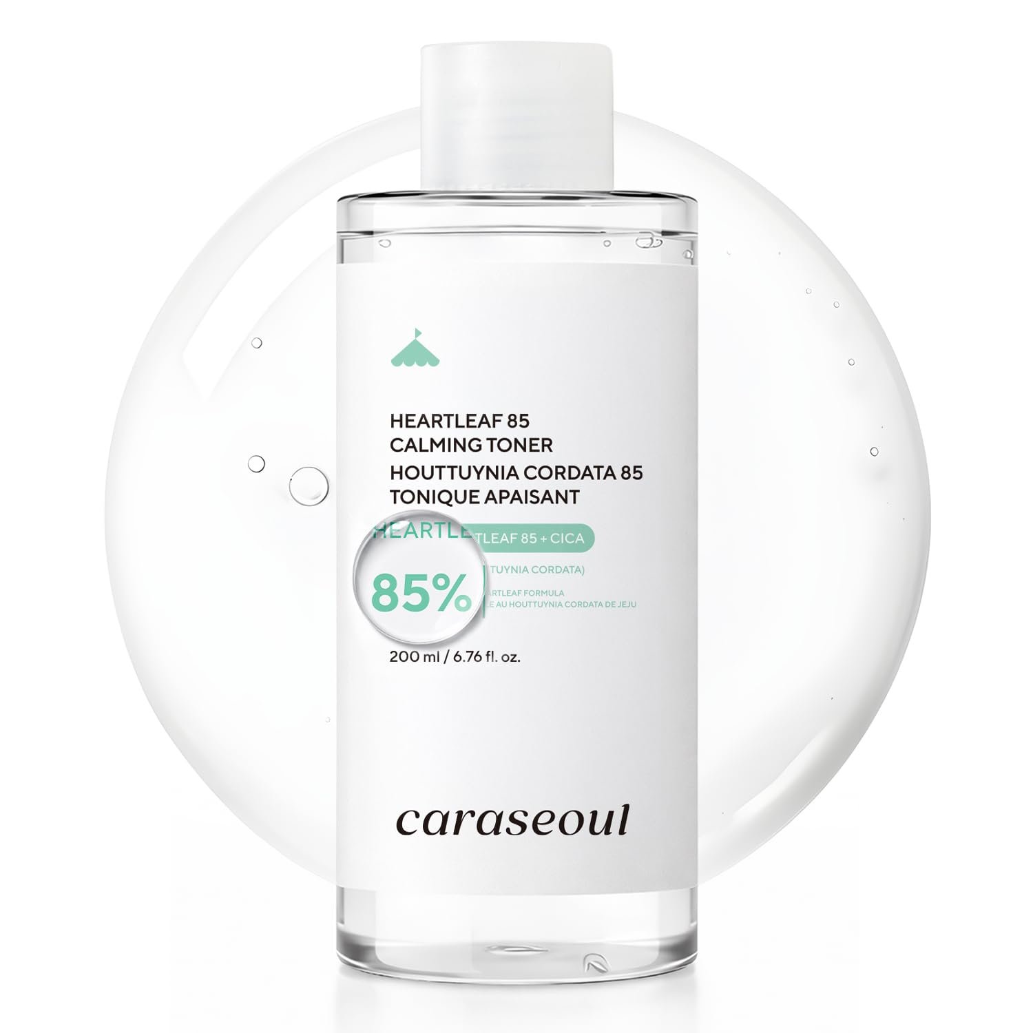 caraseoul Heartleaf 85 Calming Toner for Face, 85% Heartleaf Extract, Hydrating Korean Toner, JeJu Houttuynia Cordata Extract, for Sensitive Skin, PH Balanced, Korean Skin Care, Vegan 200ml/6.76fl.oz.