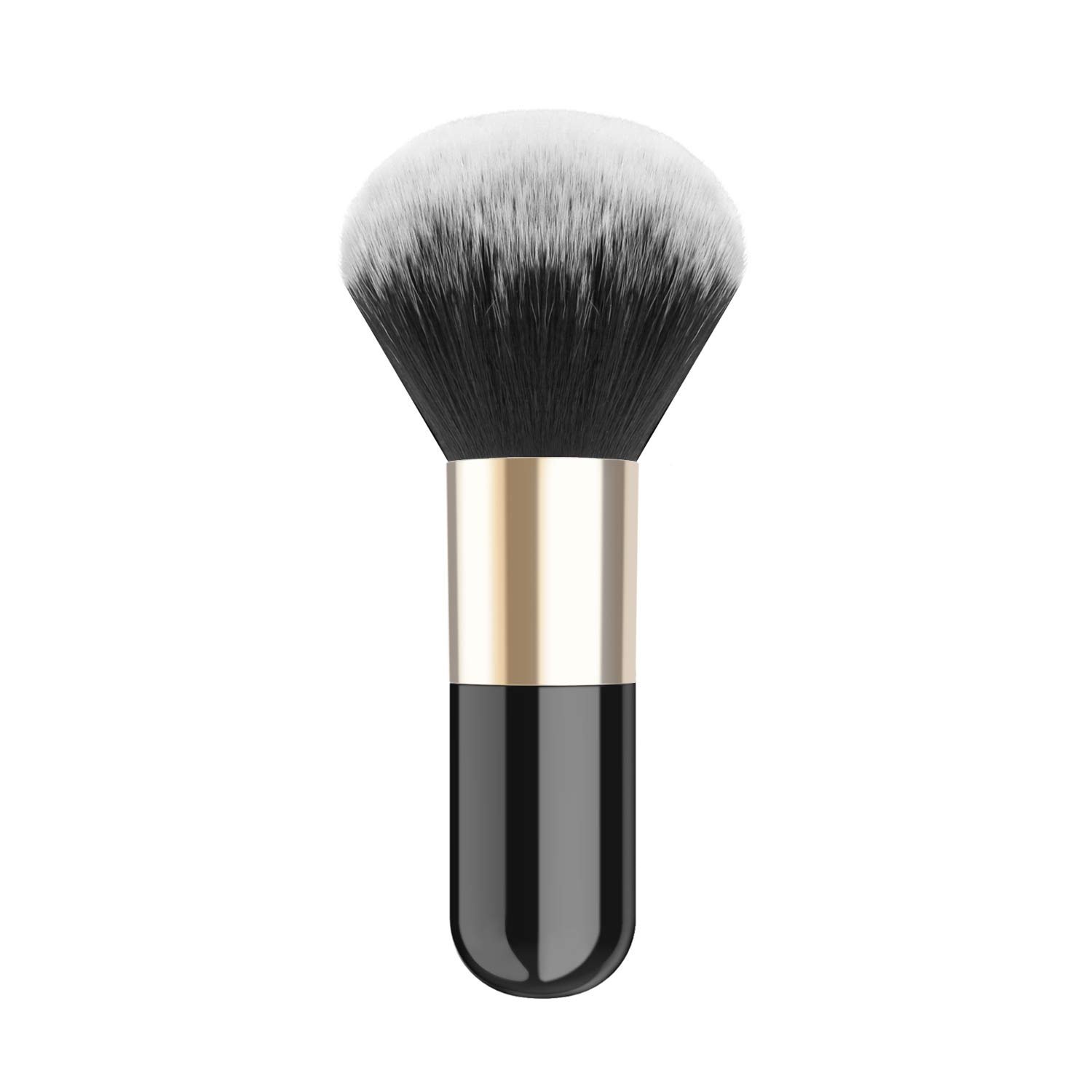 Luxspire Powder Makeup Brush, Flat Kabuki Brush, Single Large Makeup Brush Soft Face Mineral Powder Foundation Brush Blush Brush for Blending Makeup, Black & Gold