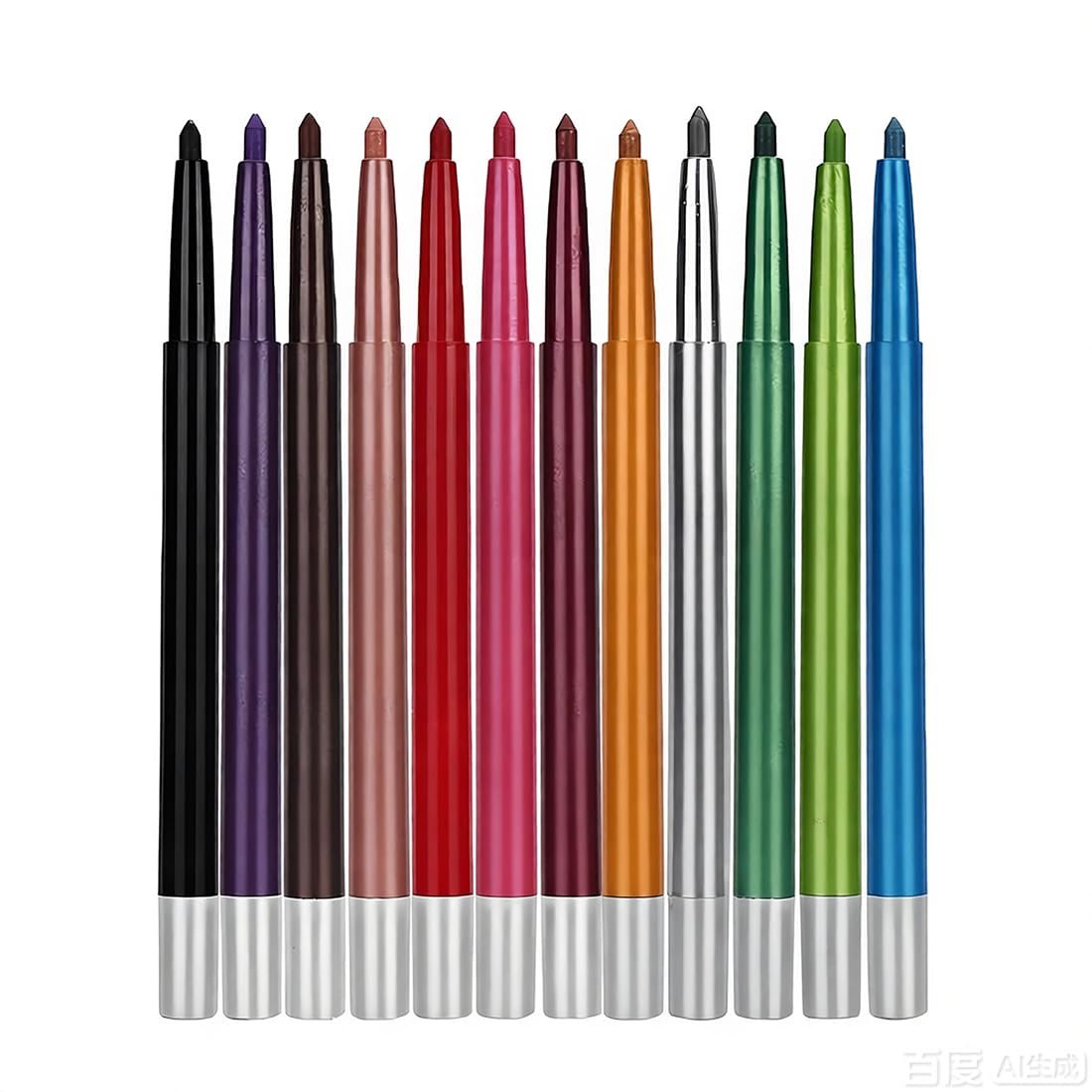 Retractable Metallic Eyeliner Set, 12 Shimmering Colors Finish Waterproof & Multiuse Eye Makeup Pencils
