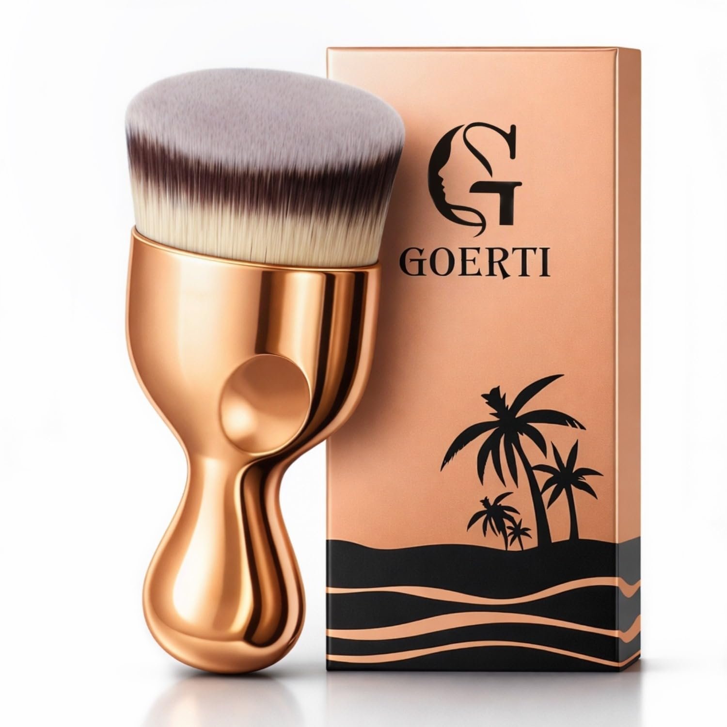 Angled Kabuki Brush – High-Density Face & Body Blending Makeup Brush for Liquid Foundation, Bronzing Lotion, Concealer, Powder, Cream, Contouring, Buffing & Streak-Free Self Tanner Applicator