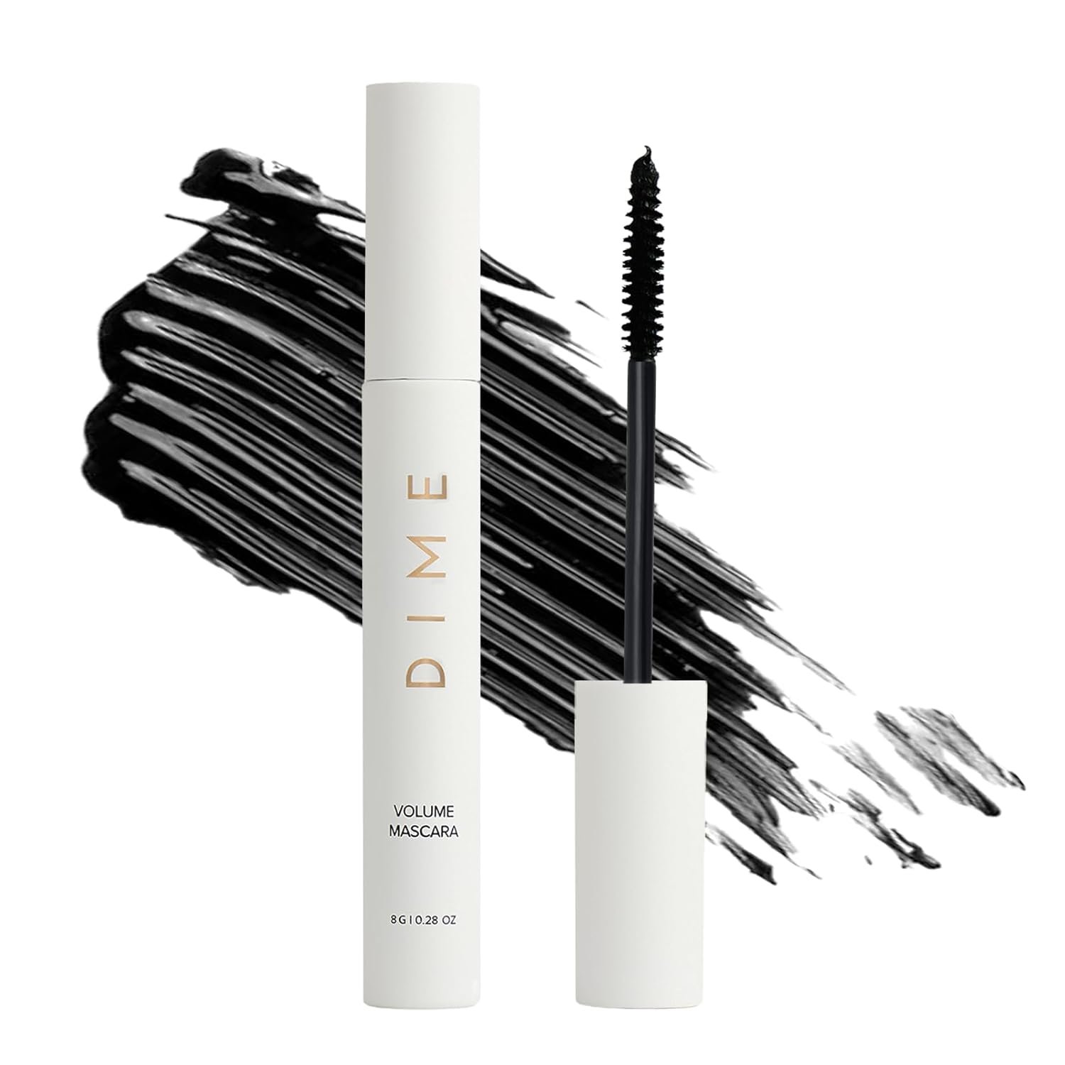 DIME Beauty Volume Boost Tubing Mascara, Smudge Proof, Clump Free Mascara for Fuller, Thicker Lashes – Buildable Length and Volume with Squalane and Cacao Extract – Clean, Vegan – Black 0.28 oz / 8g