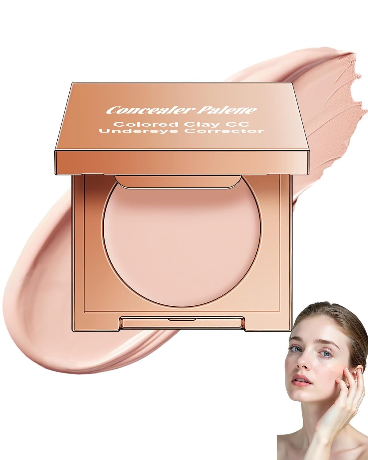 Under Eye Brightener Concealer, Colored Clay CC Undereye Corrector for Dark Circles, Cream Hydrating Brightening Conceal Under Eye Skin, Skin Concealer Color Correcting for Women Makeup, 03 Pink