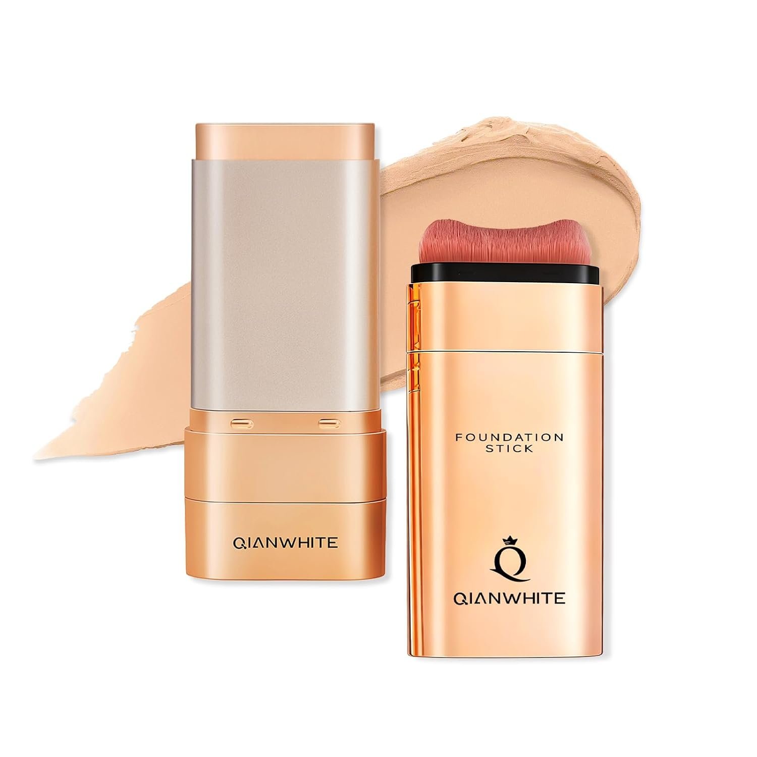 Korean Foundation Stick Foundation for Mature Skin Tint, Buildable Light to Medium Coverage Foundation Makeup Concealer, Dual-Ended with Brush for All Skin -Natural Dewy Finish (NATURAL)