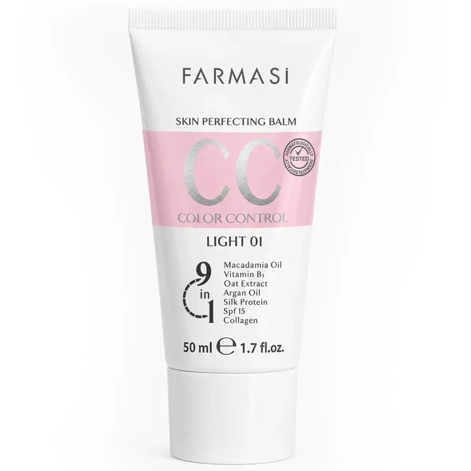 FARMASi CC Color Correcting Cream, Tinted Moisturizer Makeup Base with SPF 25, Lightweight Buildable Coverage, Natural Flawless Finish, All Skin Types, 1.7 fl oz, Light