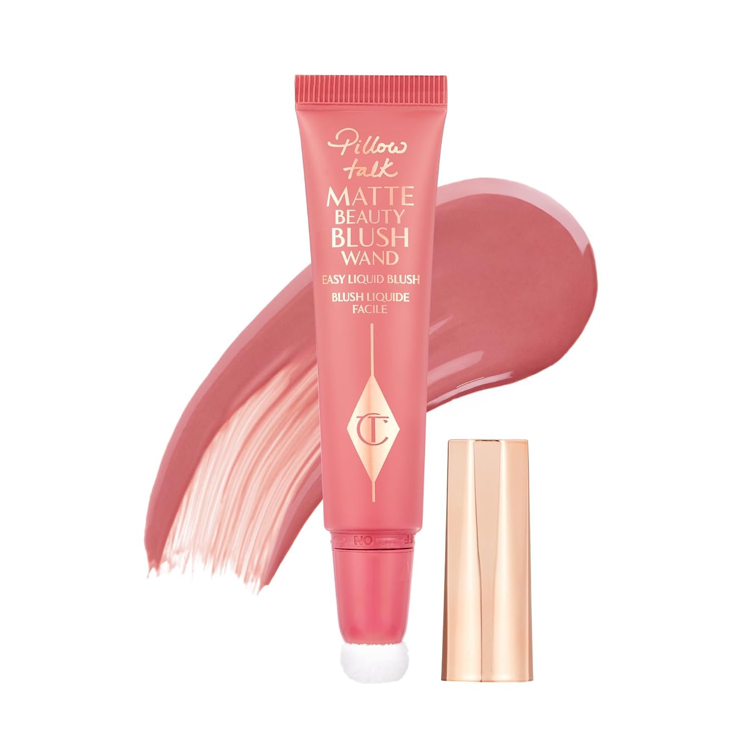 Charlotte Tilbury Pillow Talk Matte Liquid Blush Wand – Matte Blush for Cheeks with Cushion Applicator – Infused with Lumi-Blur Technology for a Light-Reflecting, Soft-Focus Effect