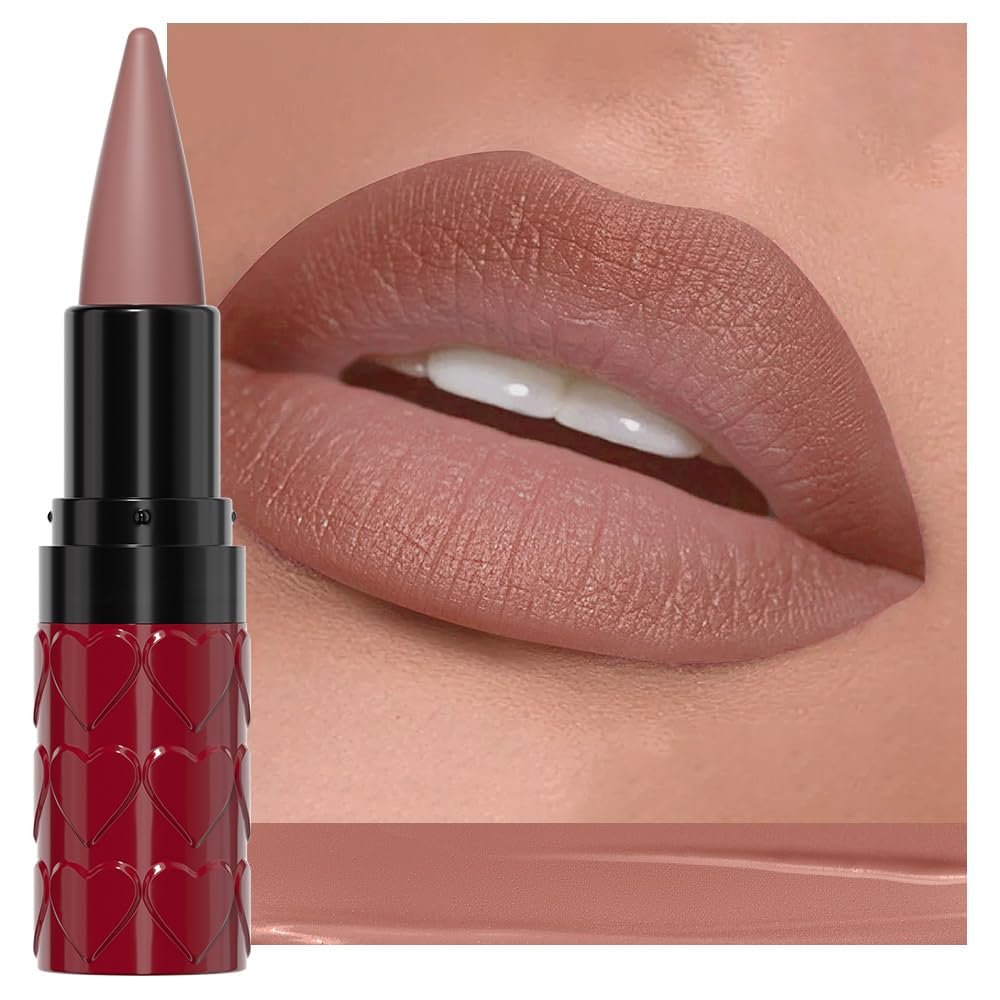 evpct Real Nude Lip Liner Combo Set for Older Women Long Lasting Waterproof, Nude Gradient Matte Lipstick Lips Stick Crayon Pencil Cream Lip Liner and Lipstick Combo Makeup, Flawless Ombre Effect