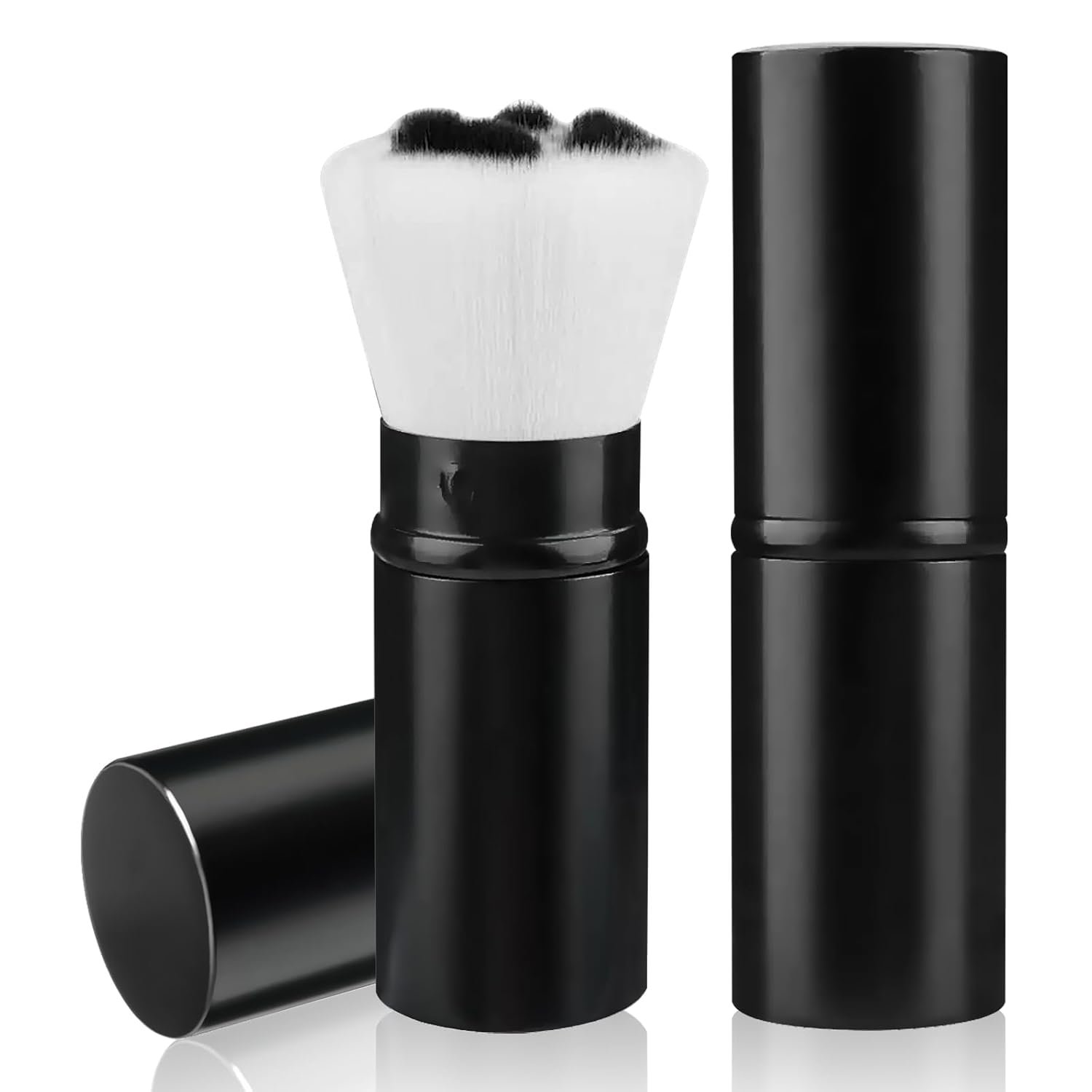 Retractable Kabuki Makeup Brush, Travel Powder Foundation Professional Makeup Brushes with Aluminum Handle for Blending Liquid, Blush, Bronzer, Cream, Sunscreen,Flawless Cosmetics