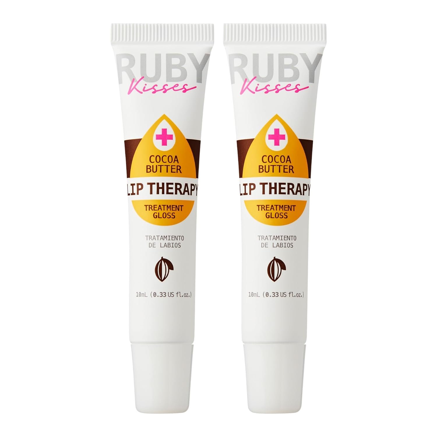 Ruby Kisses Cocoa Butter Hydrating Lip Oil Treatment Gloss (2 Pack), Hydrates & Heals with Vitamin E & Jojoba, Lightweight Clear Non-Greasy Formula with Jojoba & Rosehip Oil, Repair Dry Chapped Lips