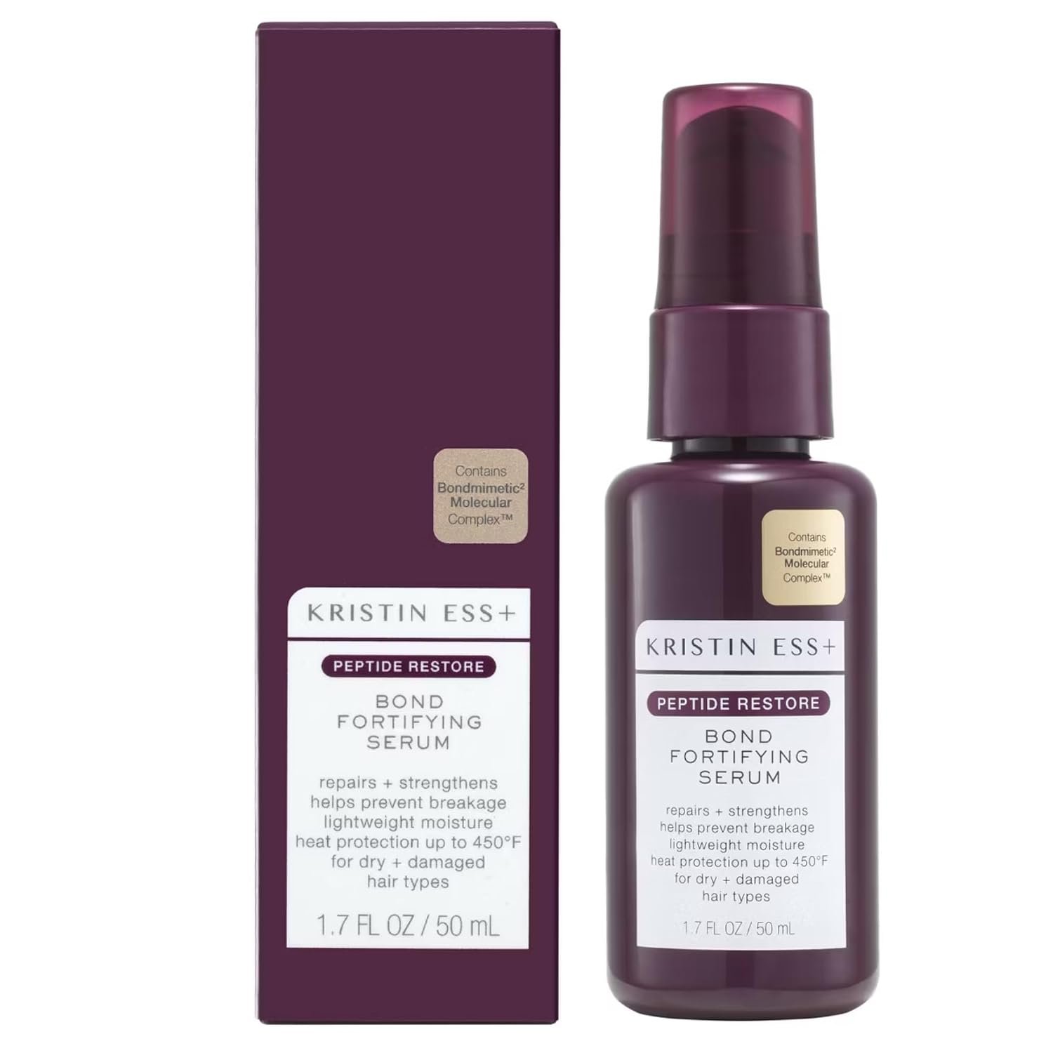 Kristin Ess+ Peptide Restore Fortifying Hair Serum for Frizz & Damaged Hair – Moisturizing Peptide Bond Repair with Heat Protectant – Vegan, Sulfate Free, 1.7 fl oz