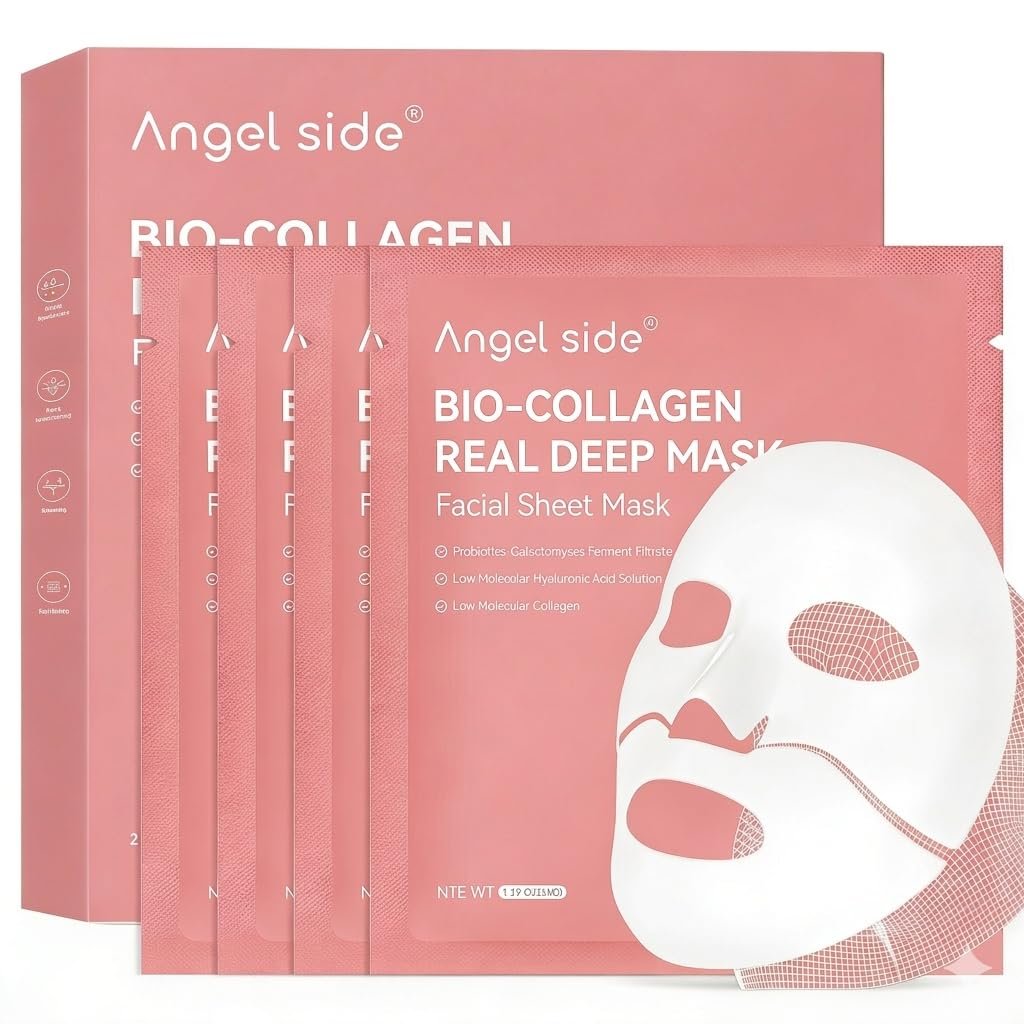 Collagen Face Mask Skincare, Hydrating & Firming Hydrogel Face Masks, Elasticity Boosting Collagen Mask for All Skin Types, Skin Care Essentials 34g x 4 Sheets