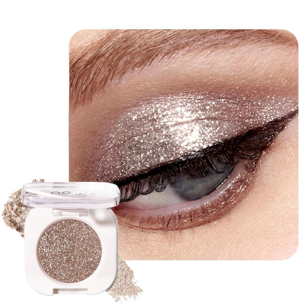 BestLand Ultra-Fine Pressed Pigment Single Eyeshadow Palette for Older Women – Lightweight, Highly Blendable Formula Neutral Glitter Taupe Monochrome Eye Shadow, Vegan & Cruelty-Free (#10 Cowboy)
