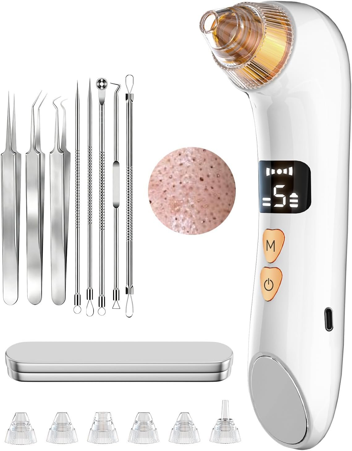 Upgraded Visible Blackhead Remover Pore Vacuum,5 Suction Levels,6 Probes,Heating Facial Deep Cleansing,6MP HD Camera 25X Magnification Facial Pore Acne,Comedone Whitehead Extractor Tools for Women Men