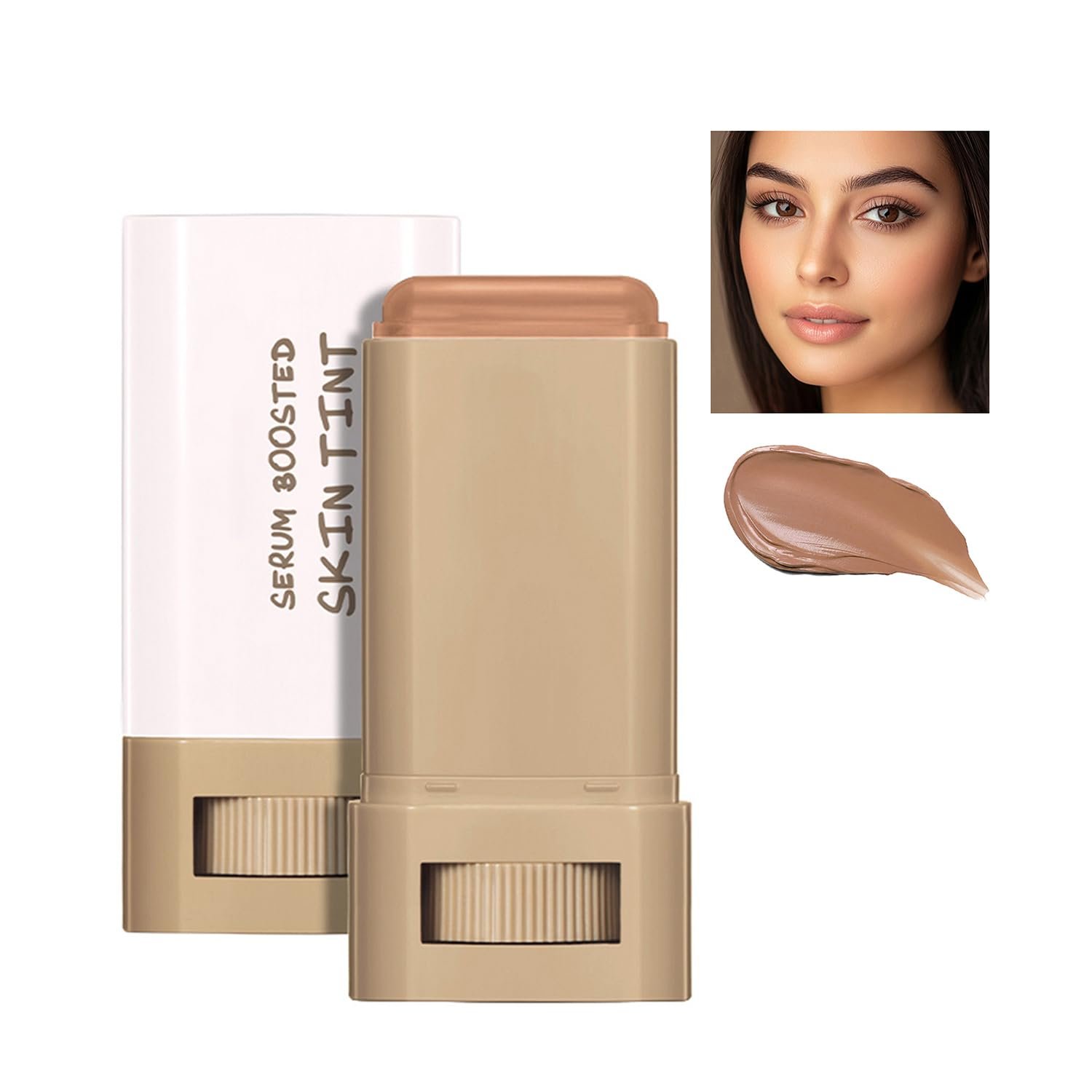 Skin Tint, Beauty Balm Serum Boosted Skin Tint, Foundation Stick, Skin Tint with SPF, Tinted Moisturizer, Concealer Stick, Full Coverage Foundation, Face Makeup, Foundation Makeup, Dewy Finish (#06)