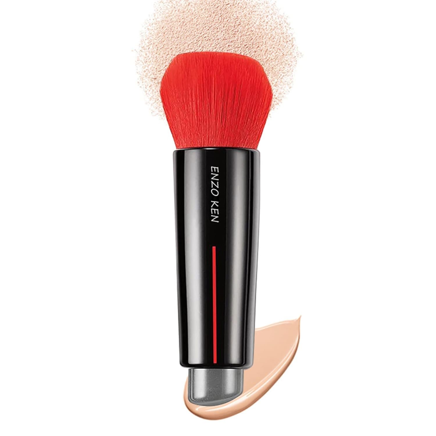 ENZO KEN Kabuki Powder Foundation Brush, Powder Contour and Bronzer Brush, Portable Travel Kabuki Foundation Brushes, Foundation Brush for Liquid Blush, Angled Concealer Brush, Cream Blending Brush