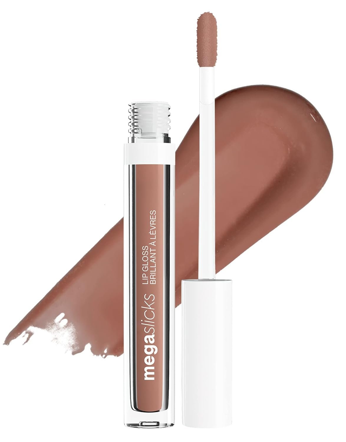 wet n wild MegaSlicks Lip Gloss, Ultra-Glossy, Vitamin-E Enriched, Ultra-Gloss High Shine Moisturizing, Cruelty-Free & Vegan – Nude Mood
