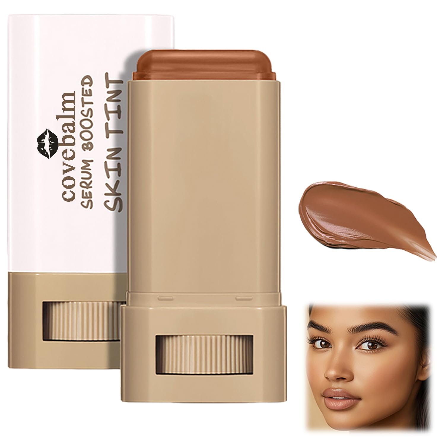 Beauty Skin Tint for Black Women, Covebalm Foundation Stick, Serum Boosted Skin Tint Balm, Tinted Moisturizer for Face (# 03)