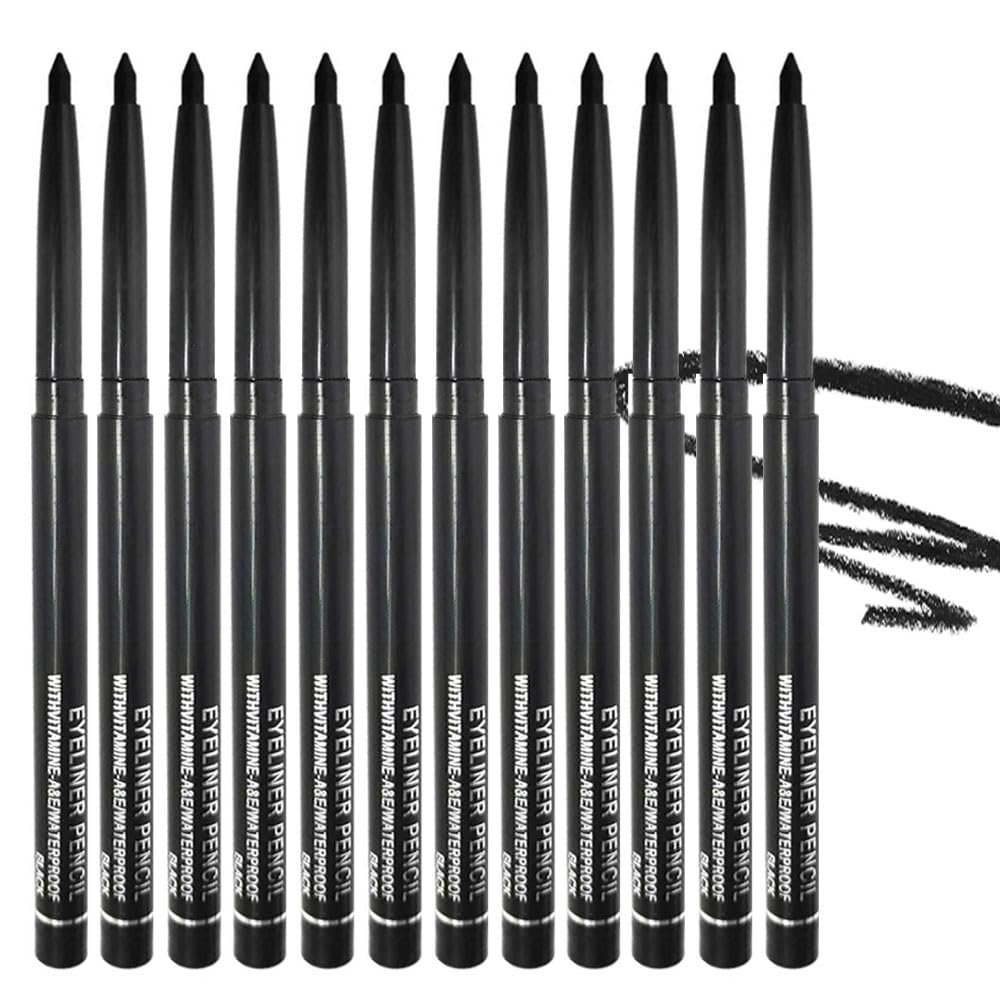 Professional Retractable Eye Liner Pencils, 12 Pcs Matte Brown, Inner Eyeliner, Brow Pens, Makeup-Brown (Black-12 Pcs-Matte)