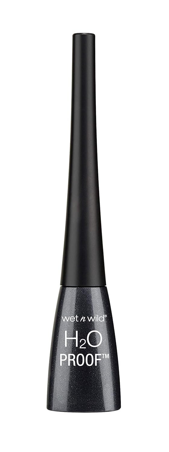 wet n wild H2O Proof Liquid Eyeliner, Waterproof & Smudge-Proof, Long-Lasting Definition, Precise Brush Applicator, Cruelty-Free – Black(Carded)