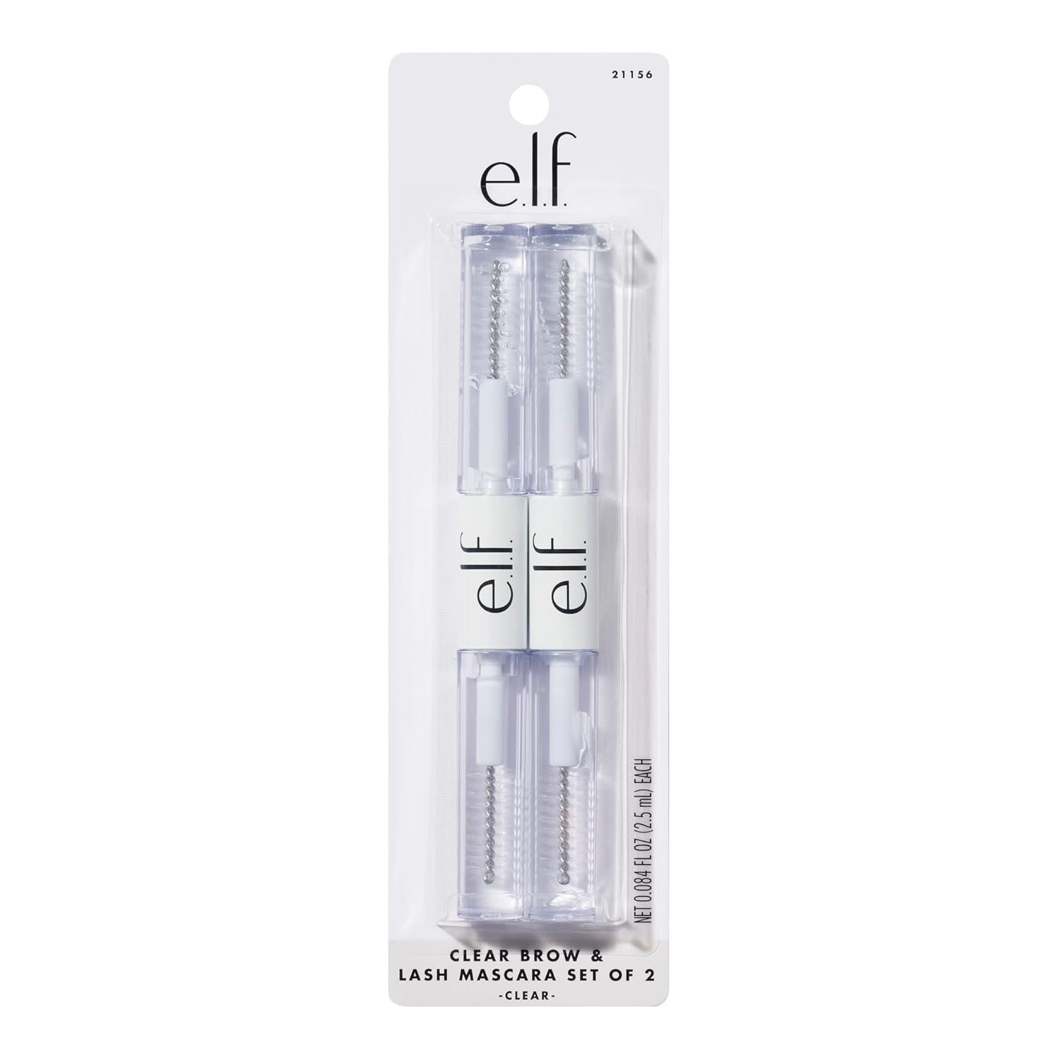 e.l.f. Clear Lash & Brow Mascara Gel, Dual-Sided Flexible Hold, Long-Lasting Clear Formula for Natural-Looking Brows & Defined Lashes