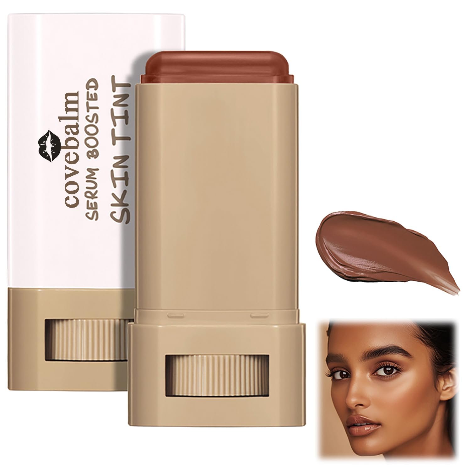 Beauty Skin Tint for Black Women, Covebalm Foundation Stick, Serum Boosted Skin Tint Balm, Tinted Moisturizer for Face (# 02)