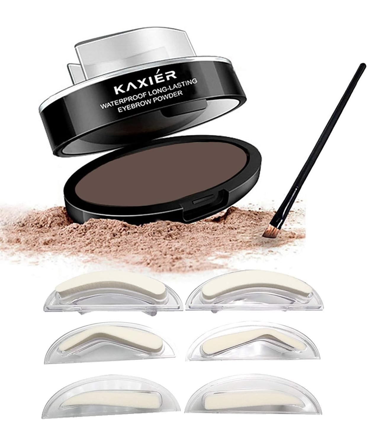 Eyebrow Powder,Waterproof Eyebrow Stamp Powder Seal Perfect Nature Eye Brow Powder Tinting Coloring Kit Delicate Shape (201# Dark Brown)