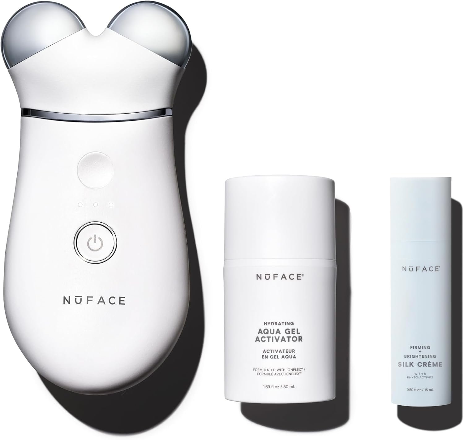 NUFACE Trinity+ Skin Tightening & Face Lift Device – Microcurrent Facial Sculpting Tool to Contour Cheeks, Jawline & Neck, 3 Frequencies, Supports Lymphatic Drainage + Activator Gel, White