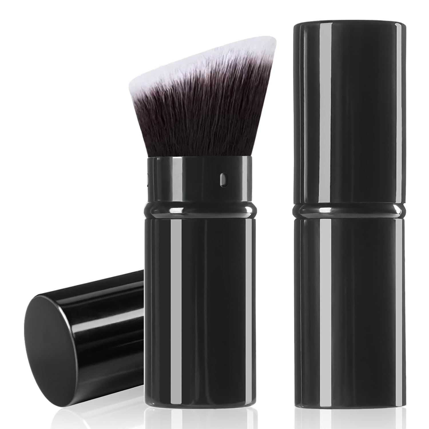 Keriloo Kabuki Makeup Brush Retractable, Angle Travel Powder Foundation Makeup Brush Face Blush Brushes for Blending Liquid, Bronzer, Buffing, Sunscreen,Flawless Cosmetics