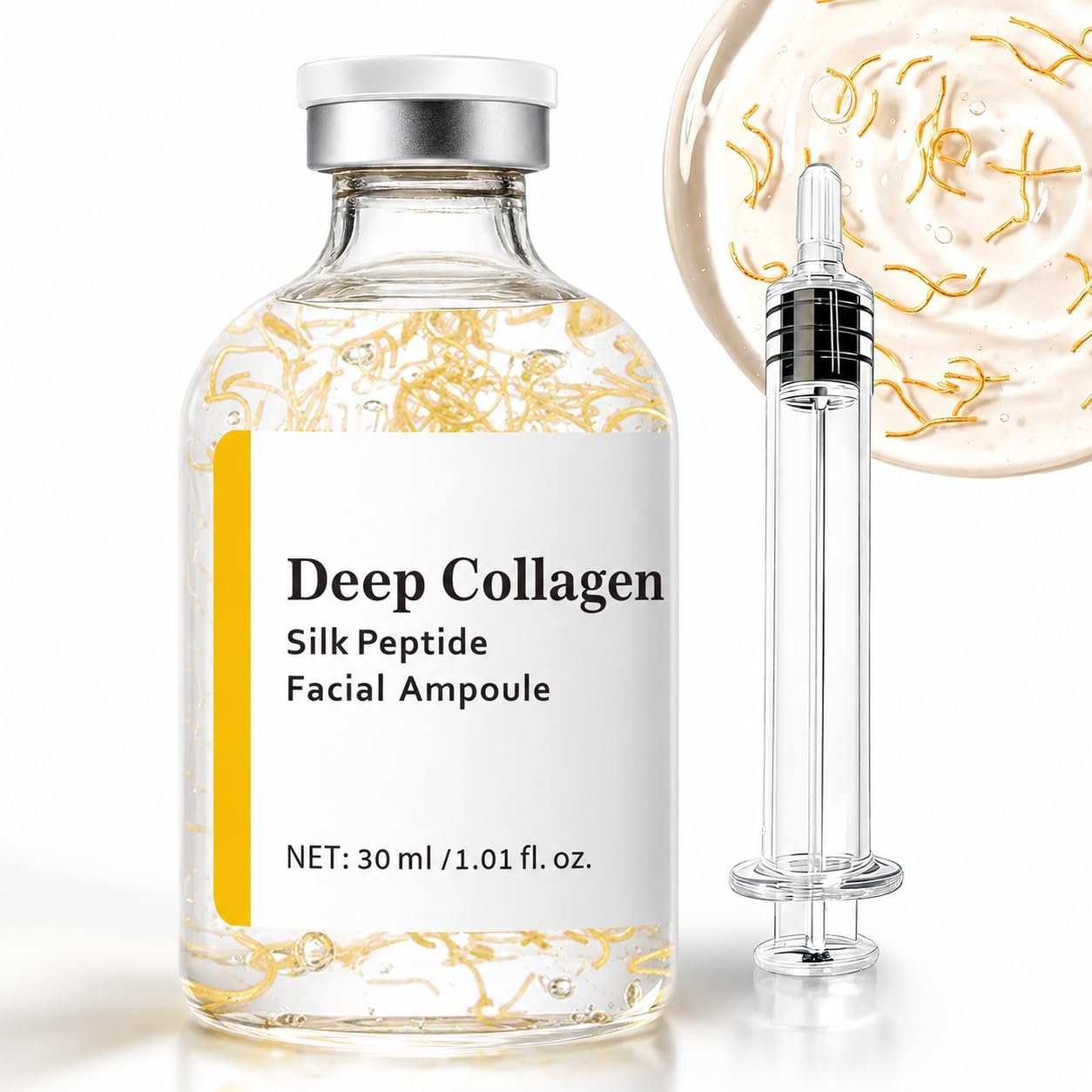 Silk Peptide Intensive Lifting Ampoule, Deep Collagen Serum, Copper Peptides, Instant Face Lift, Smooth-Looking Skin for Skincare, 1.01 Fl Oz / 30ML