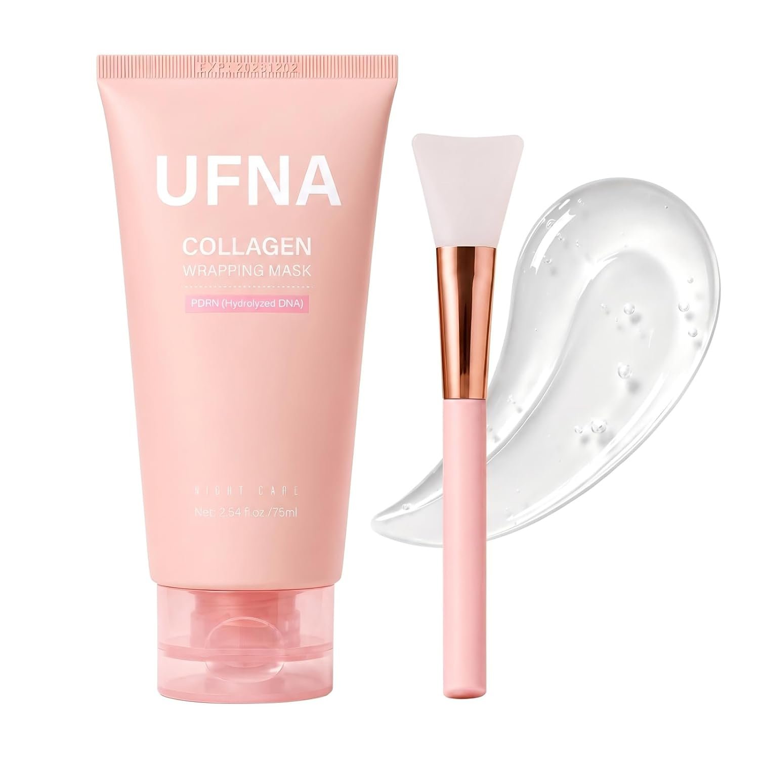 Collagen Face Mask – Overnight Wrapping Mask – Facial Firming, Elasticity & Hydration – Hydrolyzed Sodium + Panthenol +Niacinamide for Reduce Dullness & Promote Smoother Skin Texture – 75ml