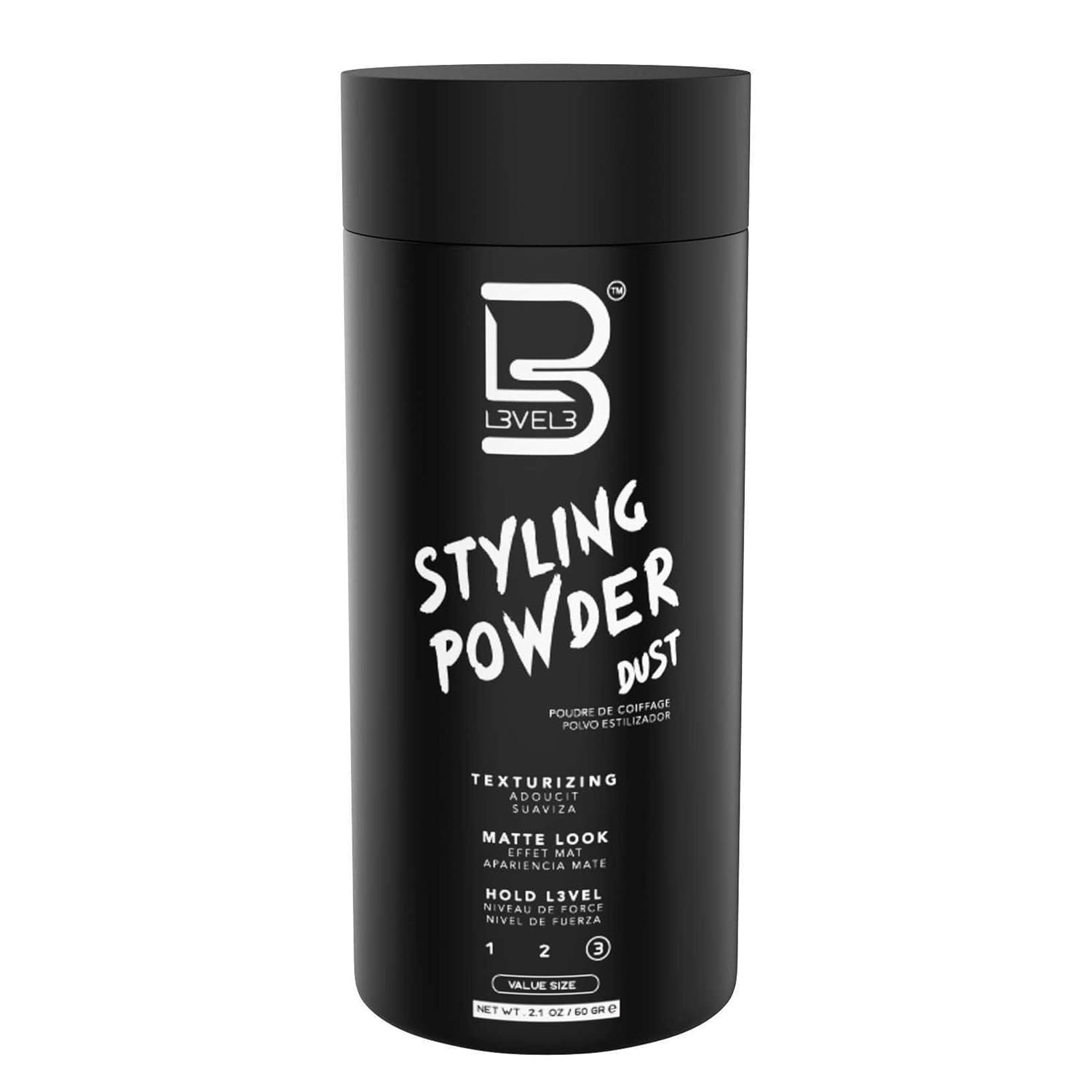 L3 Level 3 Styling Powder – Natural Look Mens Powder – Easy to Apply with No Oil or Greasy Residue (Large – 60 Grams)