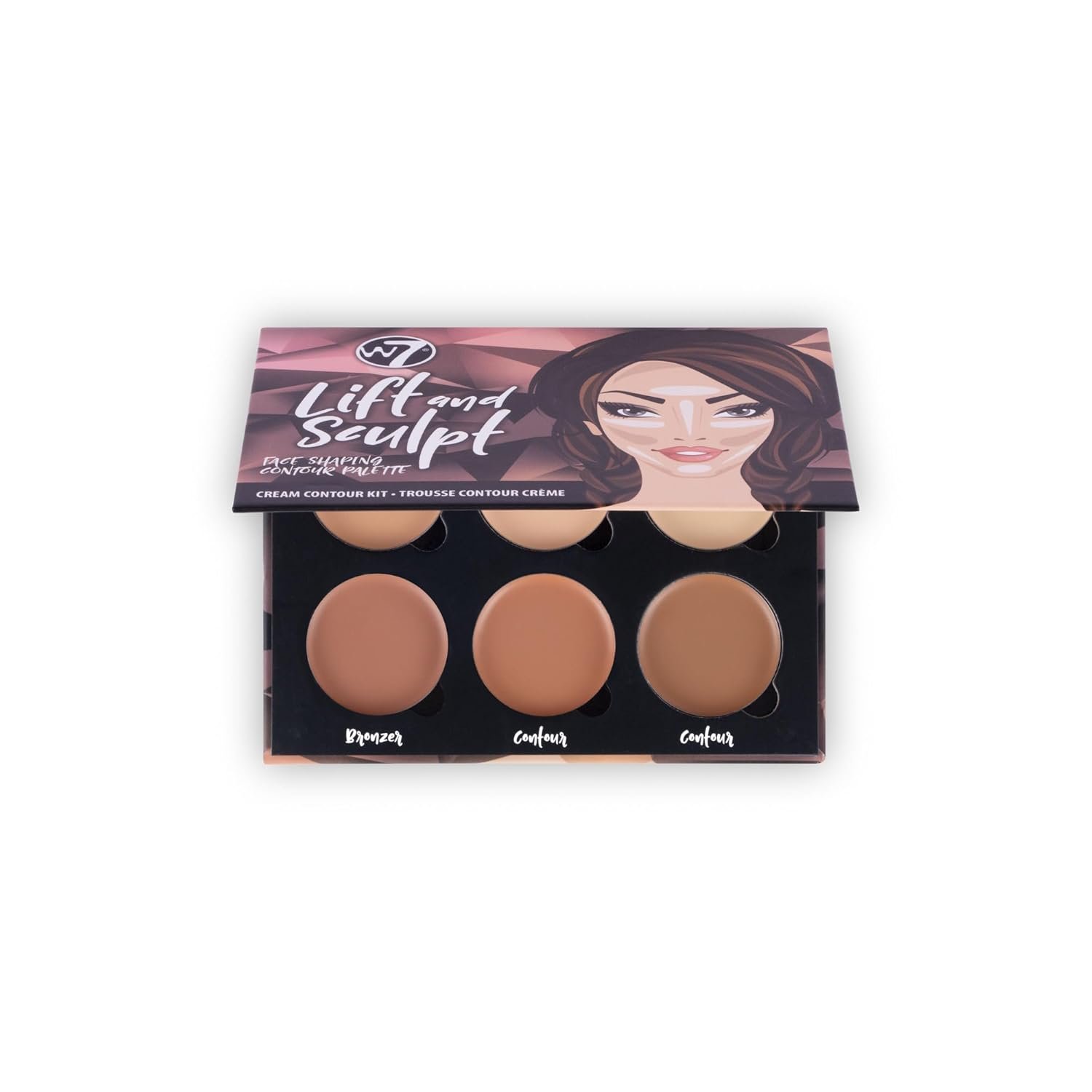 W7 Lift & Sculpt Cream Contour Kit – Concealing, Highlighting & Contouring Makeup Palette – Step-by-Step Instructions Included
