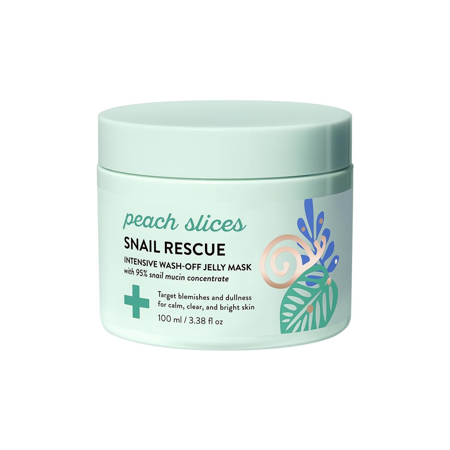 Peach Slices – Snail Rescue Intensive Wash-Off Jelly Mask (3.38 oz) – 95% Snail Mucin Concentrate – Gentle, Clear Skin – Cica, Birch Juice & Licorice – Clean & Cruelty Free – Korean Skin Care & Beauty