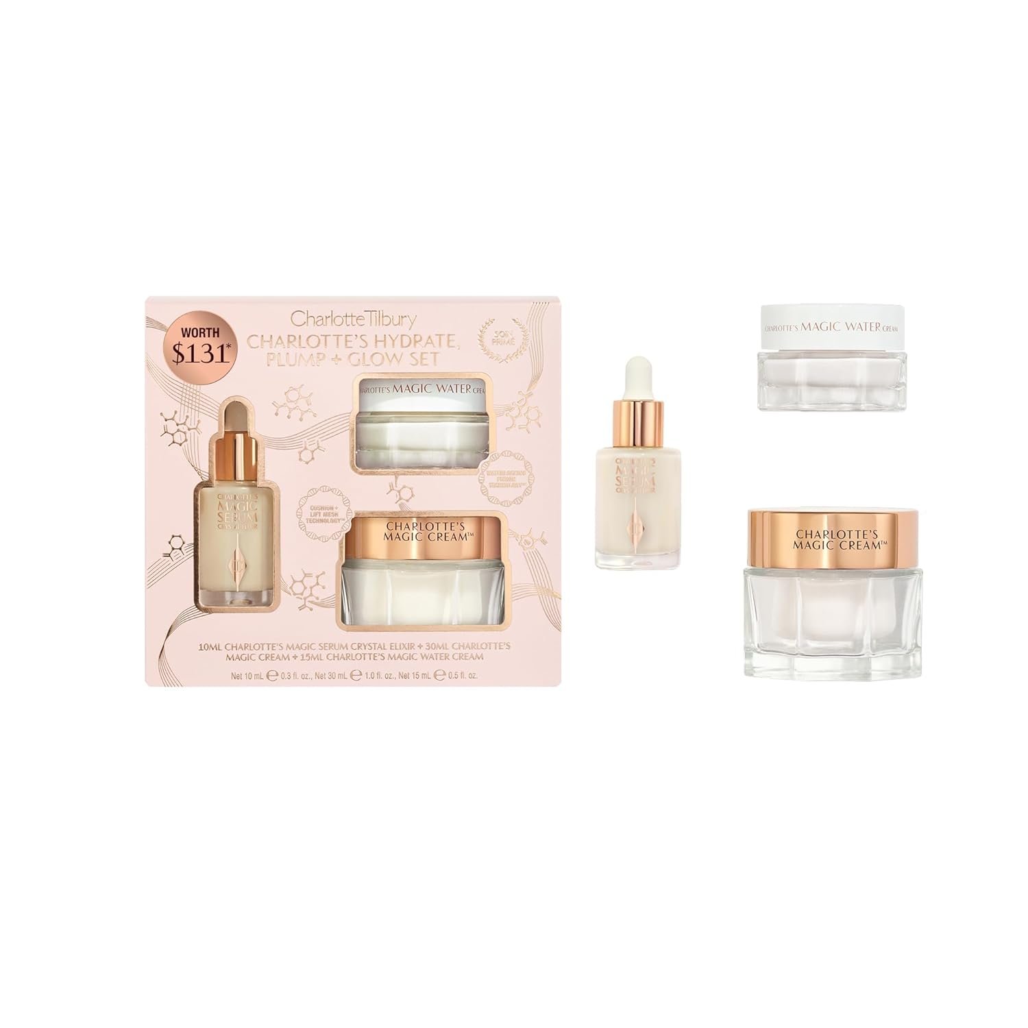 Charlotte Tilbury Hydrate, Plump & Glow Set – Magic Cream and Magic Serum Gift Set, Travel-Sized Skincare for Glowing, Hydrated Looking Skin