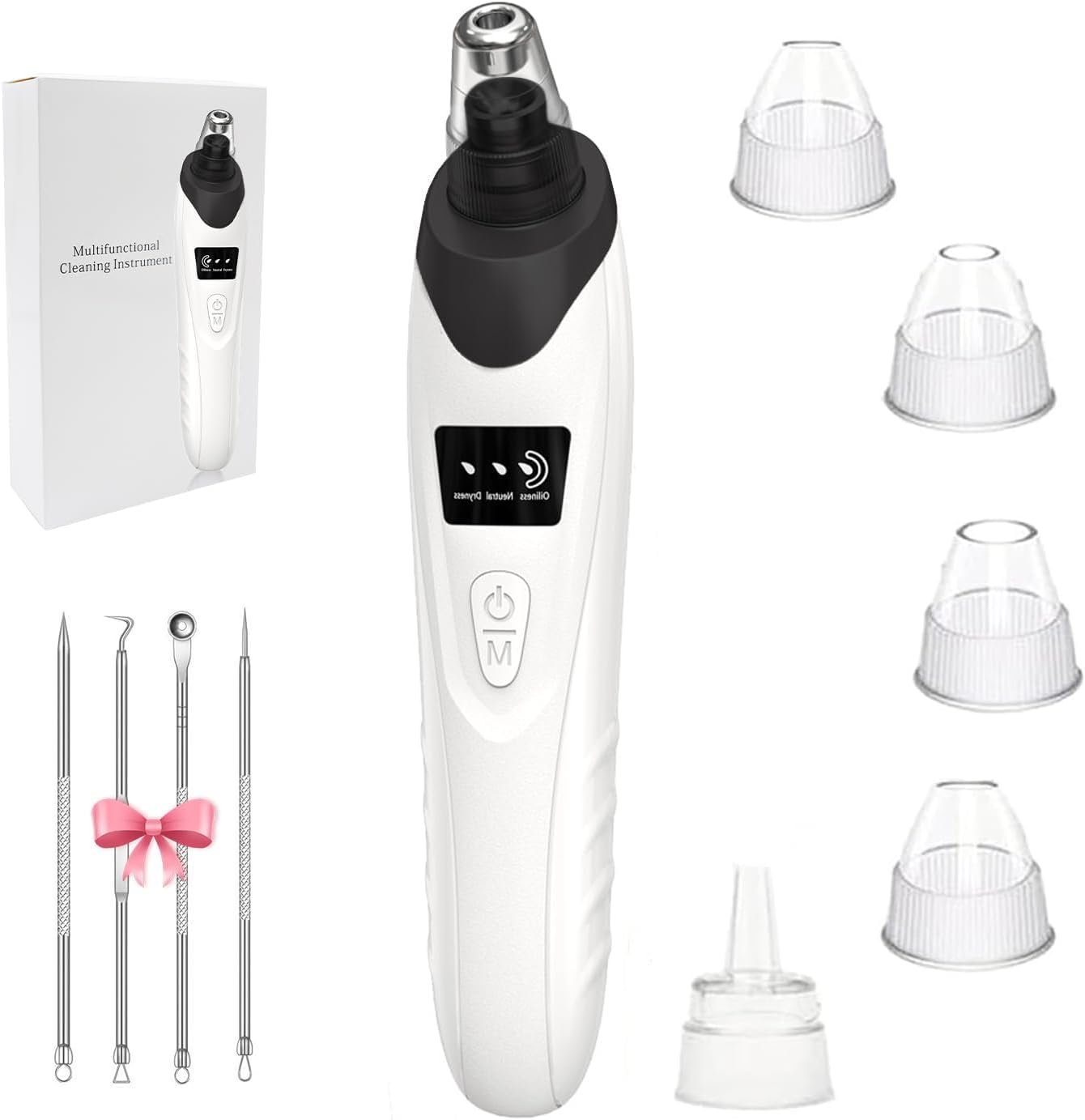 2026 Blackhead Remover Pore Vacuum,Facial Pore Cleaner-5 Suction Power,5 Probes,USB Rechargeable Blackhead Vacuum Kit Electric Pore Vacuum Tool for Adult(Black)