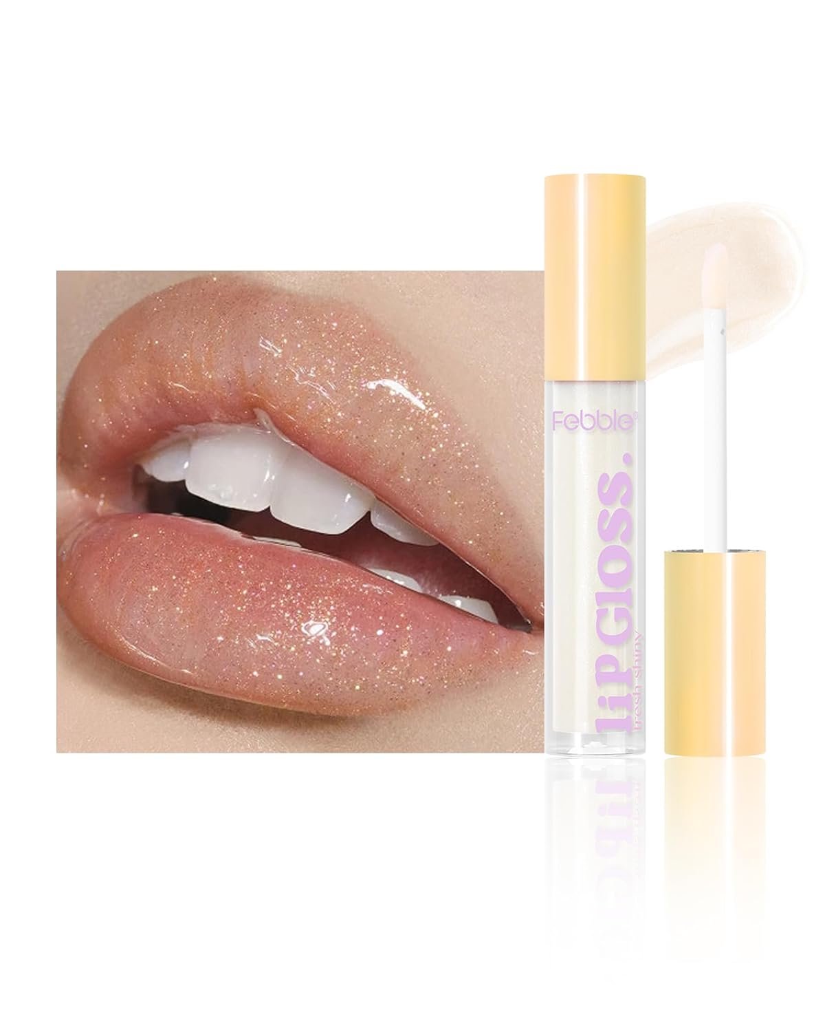 Glitter Tinted Lip Gloss,Hydrating & Moisturizing Lip Plumper for Women, Long Lasting Shimmer Lip Oil,Lightweight Formula for Lipgloss Color and Shine Makeup Gift for Women, Teen Girl-02 Clear Shimmer