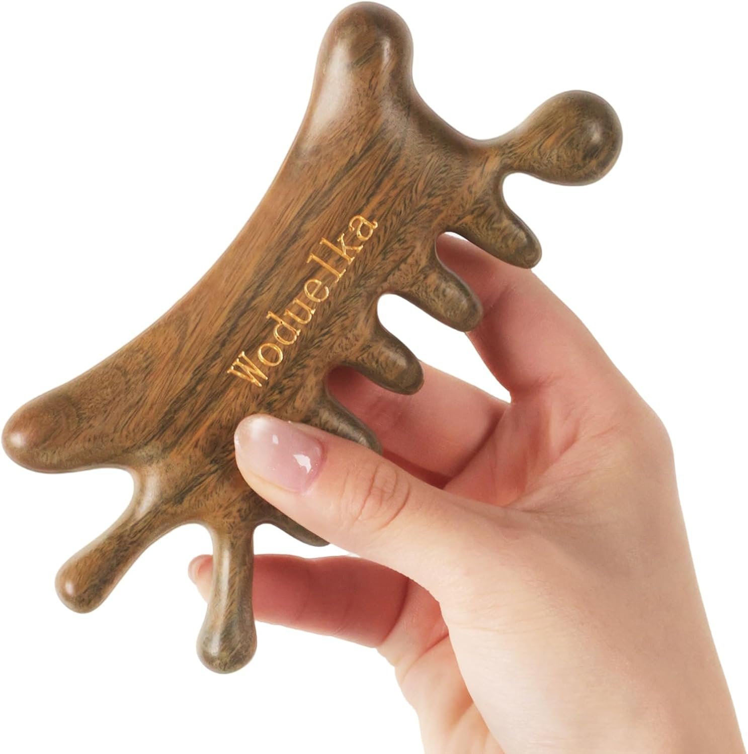 Wooden Gua Sha Facial Tool – Natural Sandalwood Guasha Tool for Head Neck Body Care, Ergonomic Wooden Scalp Massager, Natural Massage Comb for Puffiness & Stress Relief