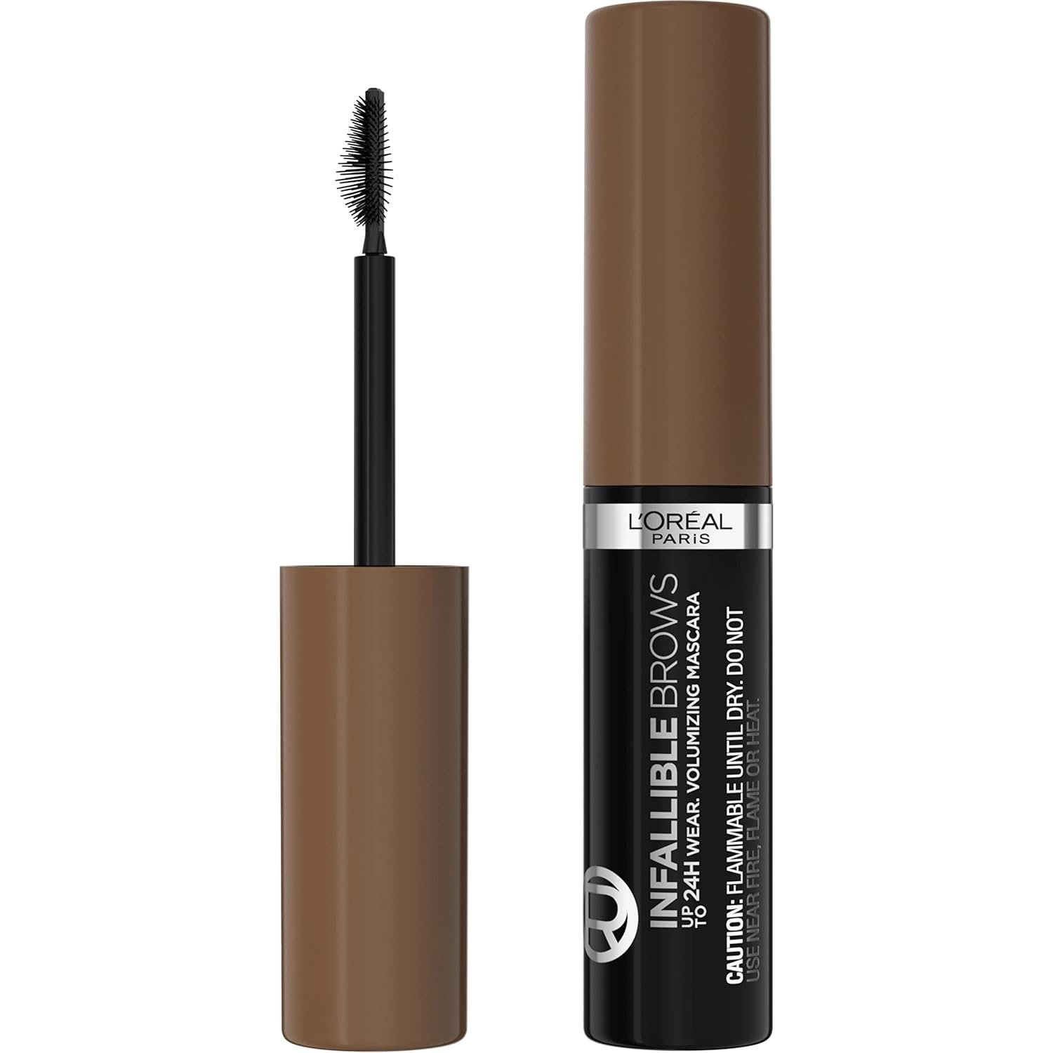 L’Oreal Paris Infallible Volumizing 24H Wear Brow Mascara, Long Lasting Eyebrow Makeup for 2X Fuller Eyebrows, 6.0 Light Brunette, 0.13 Fl Oz