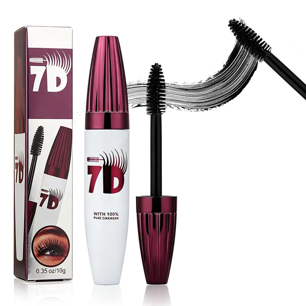 2026 New 7D Waterproof Volume Mascara, Black Lengthening Thickening Softer Fuller Lashes Mascara, Smudge-Proof, Thickening Eye Makeup for Defined Curl (1)