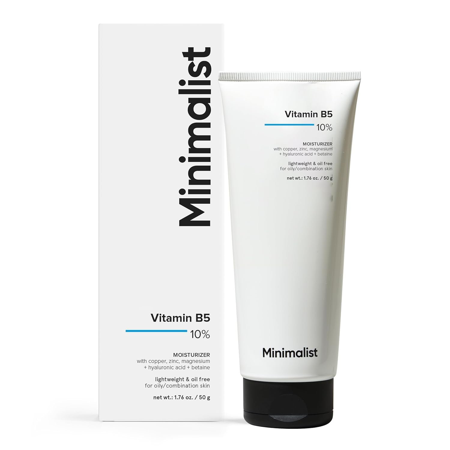 Minimalist Face Moisturizer for Oily & Acne Prone Skin | Panthenol(Vitamin B5) 10% Moisturizer for Dehydrated and Damaged Skin | For Women & Men | 1.7 Oz / 50 gm